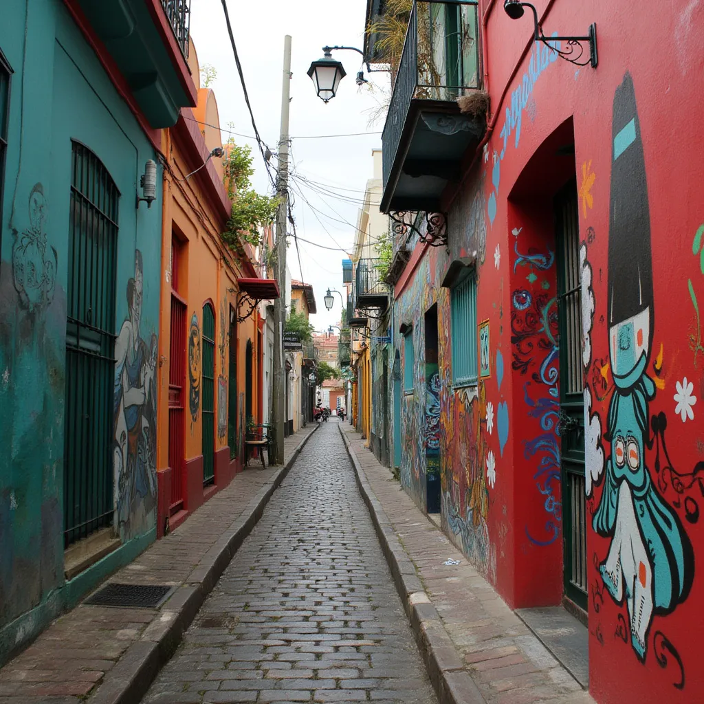 Calle colorida en La Boca, Buenos Aires